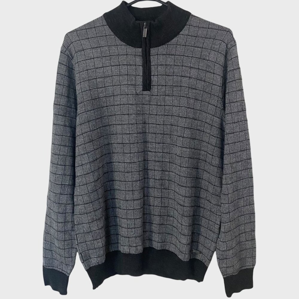 Brax Steffen Wool Quarter-Zip Pullover Sweater Men's Medium Gray Long-Sleeve